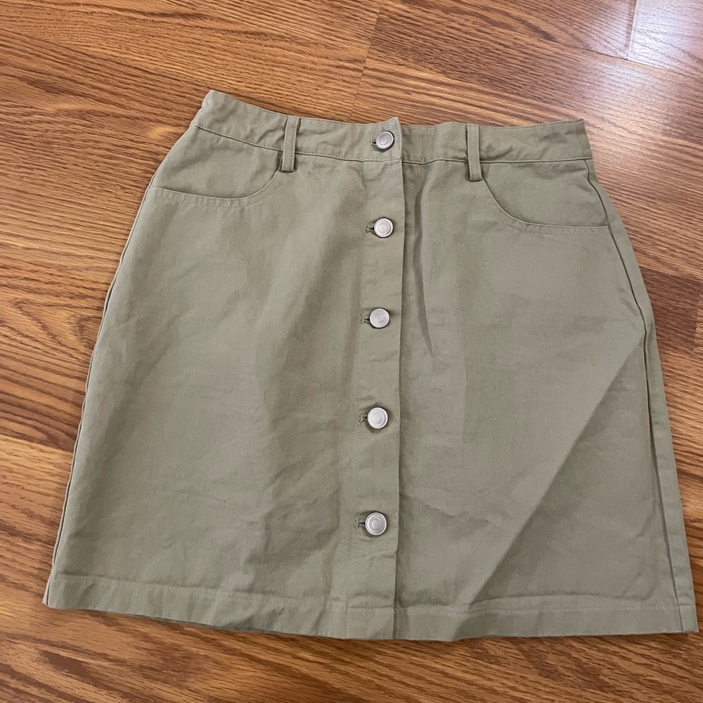 Dorothy Perkins Khaki Button-Down Pencil Skirt